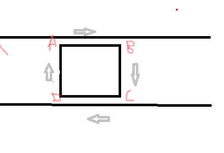 Question image for Aswimmer is moving in a square course in a river.